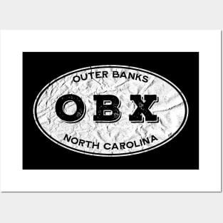 OBX Oval in White Distressed Posters and Art